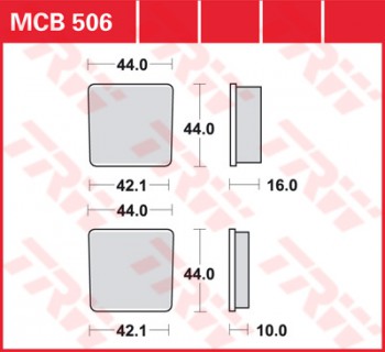 Bremsbelag TRW vorne für Yamaha RD 50 M   2E0,2L4 79-80  MCB506