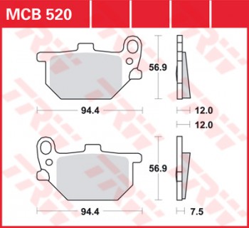 Bremsbelag TRW vorne für Yamaha XS 650     3L1, 5E6 81  MCB520