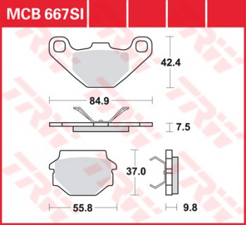Bremsbelag TRW hinten  für Aprilia MX 125 Supermoto   04-06   MCB667SI