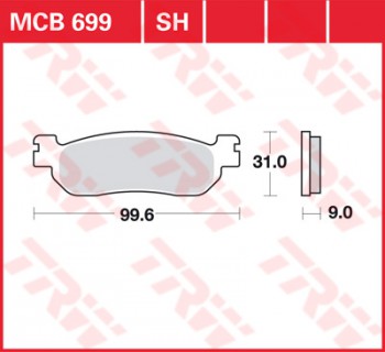 Bremsbelag TRW hinten  für Yamaha YP 250 D Majesty DX   98-99   MCB699SRM