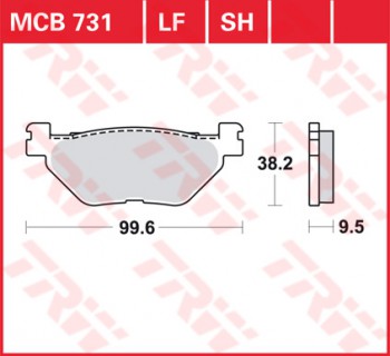 Bremsbelag TRW hinten  für Yamaha FJR 1300 AS, ABS 4 Beläge 06-09   MCB731SH