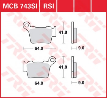 Bremsbelag TRW hinten  für Husqvarna SM 450 R, RR (Radialcaliper) 4 Beläge 06-   MCB743EC
