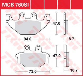Bremsbelag TRW vorne SYM   250 Quadlander     05-09  MCB760SI