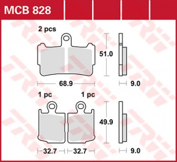 Bremsbelag TRW vorne für Honda VFR 1200 F ABS, DCT clutch  SC63 12-  MCB828SV