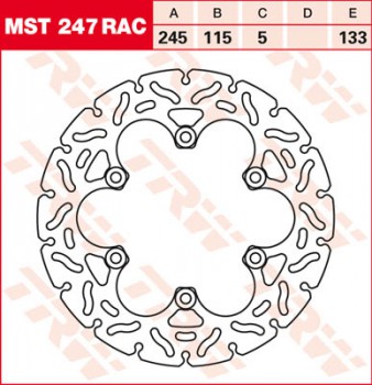 Bremsscheibe TRW hinten starr RAC für Ducati  696 Monster, ABS M5 08-  MST247RAC
