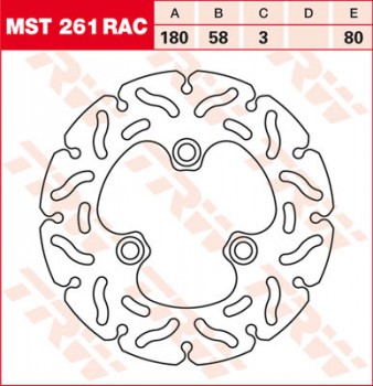 Bremsscheibe TRW hinten starr RAC Peugeot   100 Speedfight SC S1BDE 97-07  MST261RAC