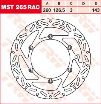 Bremsscheibe TRW vorne starr RAC KTM EXC 450 , Racing KTM-4T-EXC 03-12  MST265RAC