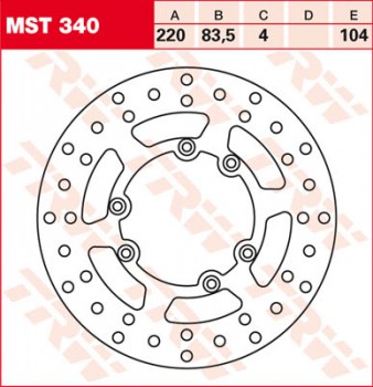 Bremsscheibe TRW hinten starr KTM  500   89-91  MST340