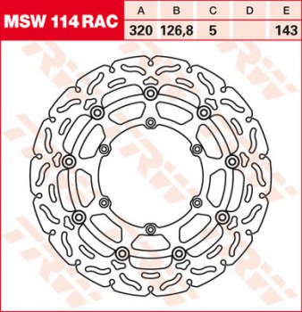 Bremsscheibe TRW vorne schwimmend RAC für KTM LC4 640 Supermoto für KTM-4T-EGS 03-  MSW114RAC