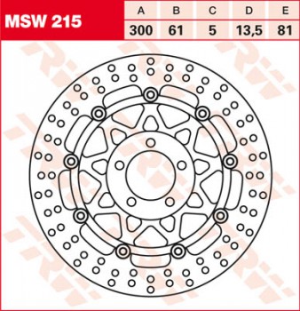 Bremsscheibe TRW vorne schwimmend für Kawasaki ZX-12R 1200  ZXT20C 04-  MSW215