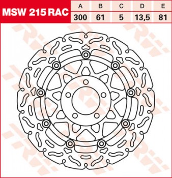Bremsscheibe TRW vorne schwimmend RAC für Kawasaki ZX-12R 1200  ZXT20C 04-  MSW215RAC