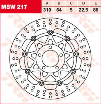 Bremsscheibe TRW vorne schwimmend für Suzuki GSXR 1100 (K - N) GV73C 89-92  MSW217