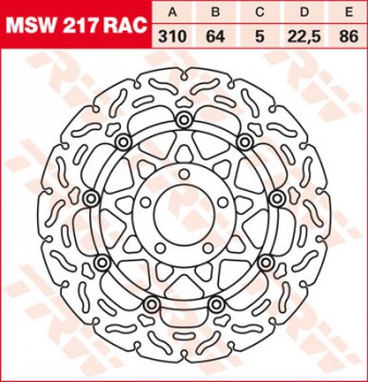 Bremsscheibe TRW vorne schwimmend RAC für Suzuki GSXR 1100 W GU75C 93-97  MSW217RAC