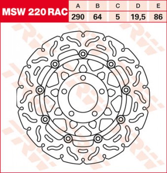 Bremsscheibe TRW vorne schwimmend RAC für Suzuki GSF 600 Bandit WVA8 00-04  MSW220RAC