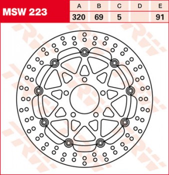 Bremsscheibe TRW vorne schwimmend für Suzuki GSXR 600 R WVAD 97-00  MSW223