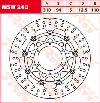 Bremsscheibe TRW vorne schwimmend für Honda CB  1300 , ABS (Superfour) SC54 05-   MSW240