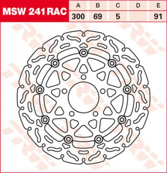 Bremsscheibe TRW vorne schwimmend RAC für Suzuki GSXR 1000   WVBZ 03-04  MSW241RAC