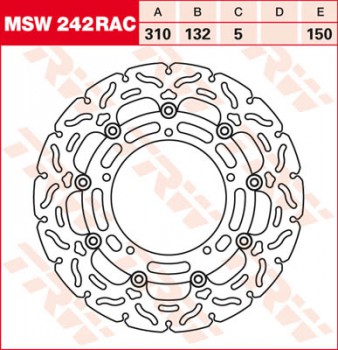 Bremsscheibe TRW vorne schwimmend RAC für Yamaha FZ8 800 Fazer 8, ABS RN25 10-  MSW242RAC