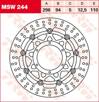 Bremsscheibe TRW vorne schwimmend für Honda VTX 1800 C SC46 02-08  MSW244