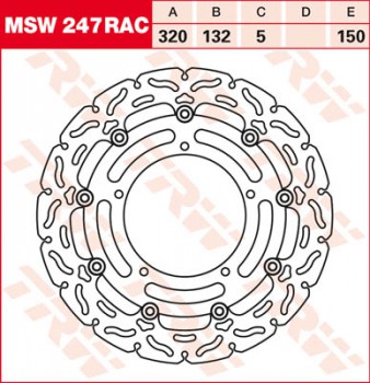 Bremsscheibe TRW vorne schwimmend RAC für Yamaha FZ1 1000 , Fazer, ABS RN16 06-  MSW247RAC
