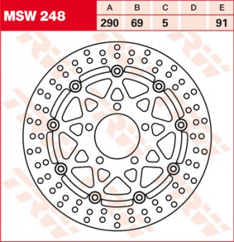Bremsscheibe TRW vorne schwimmend für Suzuki GSF 650 Bandit  WVB5 05-06  MSW248