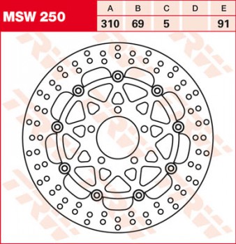 Bremsscheibe TRW vorne schwimmend für Suzuki DL 1000 V-Strom WVBS 02-07  MSW250