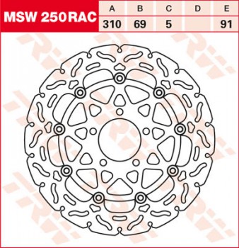 Bremsscheibe TRW vorne schwimmend RAC für Suzuki SV 1000 , S WVBX 03-05  MSW250RAC