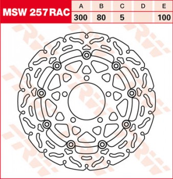 Bremsscheibe TRW vorne schwimmend RAC für Kawasaki ER-6 650 F, ABS  rechts/right EX650A/C 06-  MSW257RAC