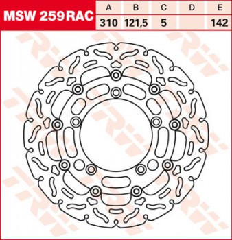 Bremsscheibe TRW vorne schwimmend RAC für Suzuki GSR 750 , ABS C5 11-  MSW259RAC