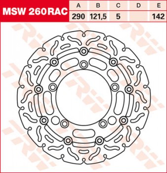Bremsscheibe TRW vorne schwimmend RAC für Suzuki GSF 650 Bandit ABS WVB5 06  MSW260RAC