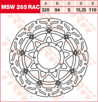 Bremsscheibe TRW vorne schwimmend RAC für Honda CBR  1000 RR SC59 08-  MSW265RAC