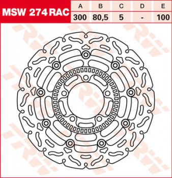 Bremsscheibe TRW vorne schwimmend RAC für Kawasaki ER-6 650 F, ABS  links/left EX650A/C 06-  MSW274RAC