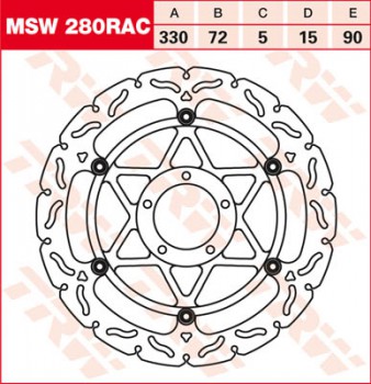 Bremsscheibe TRW vorne schwimmend RAC für Ducati  989 Desmosedici RR  08-09  MSW280RAC