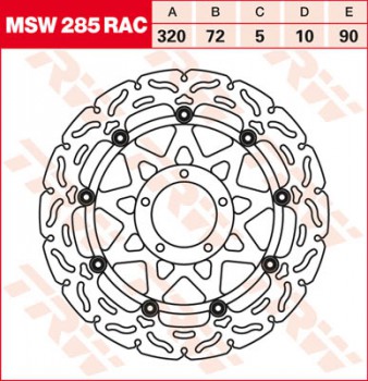Bremsscheibe TRW vorne schwimmend RAC Ducati  1200 Multistrada, S, ABS A2 10-  MSW285RAC